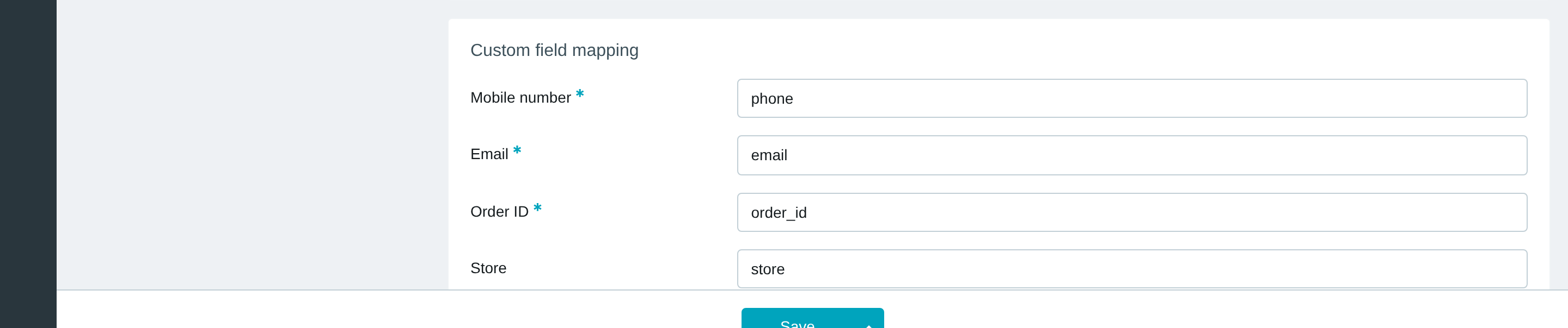 The Custom field mapping card