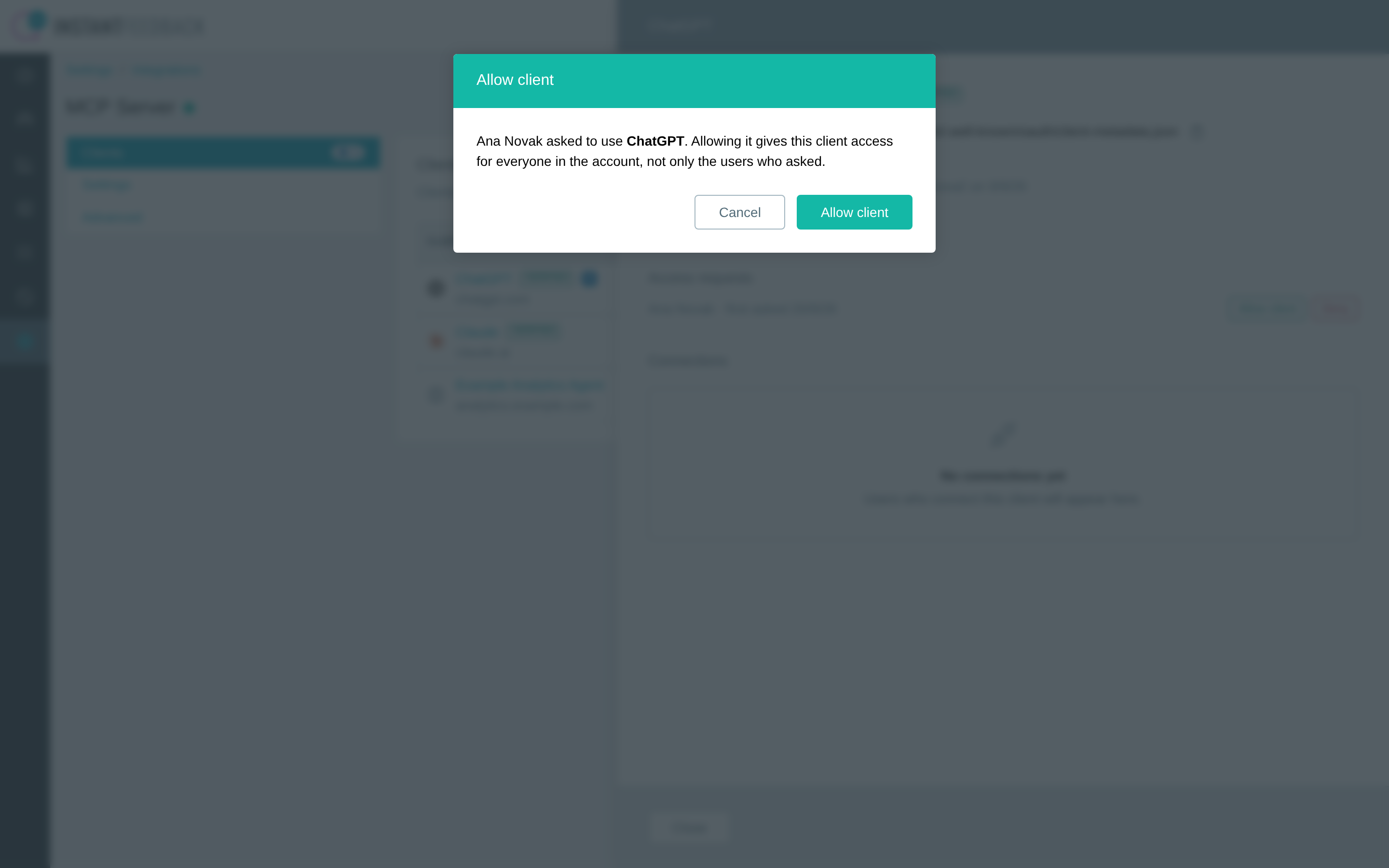 The Allow client confirmation