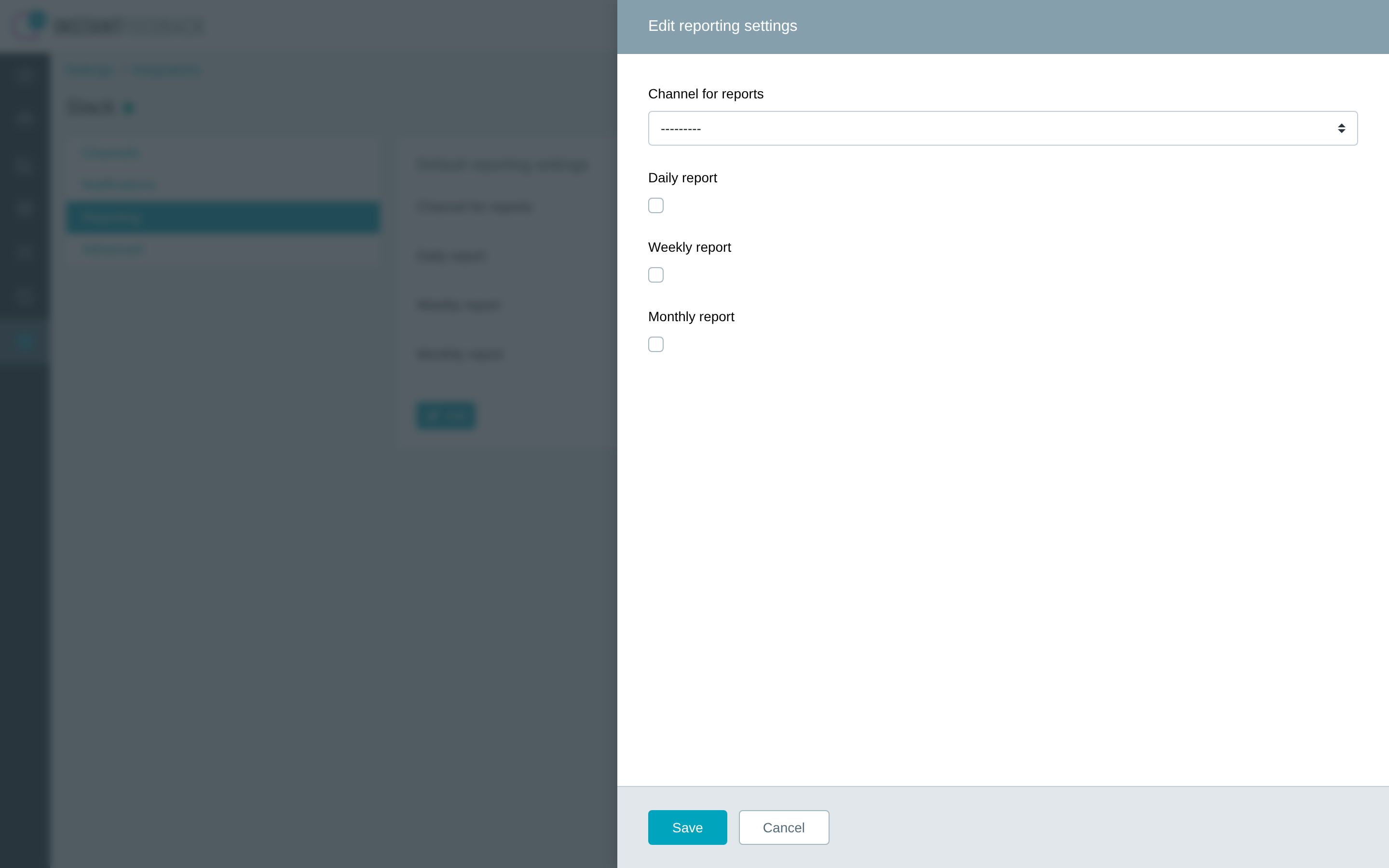 The Edit reporting settings dialog