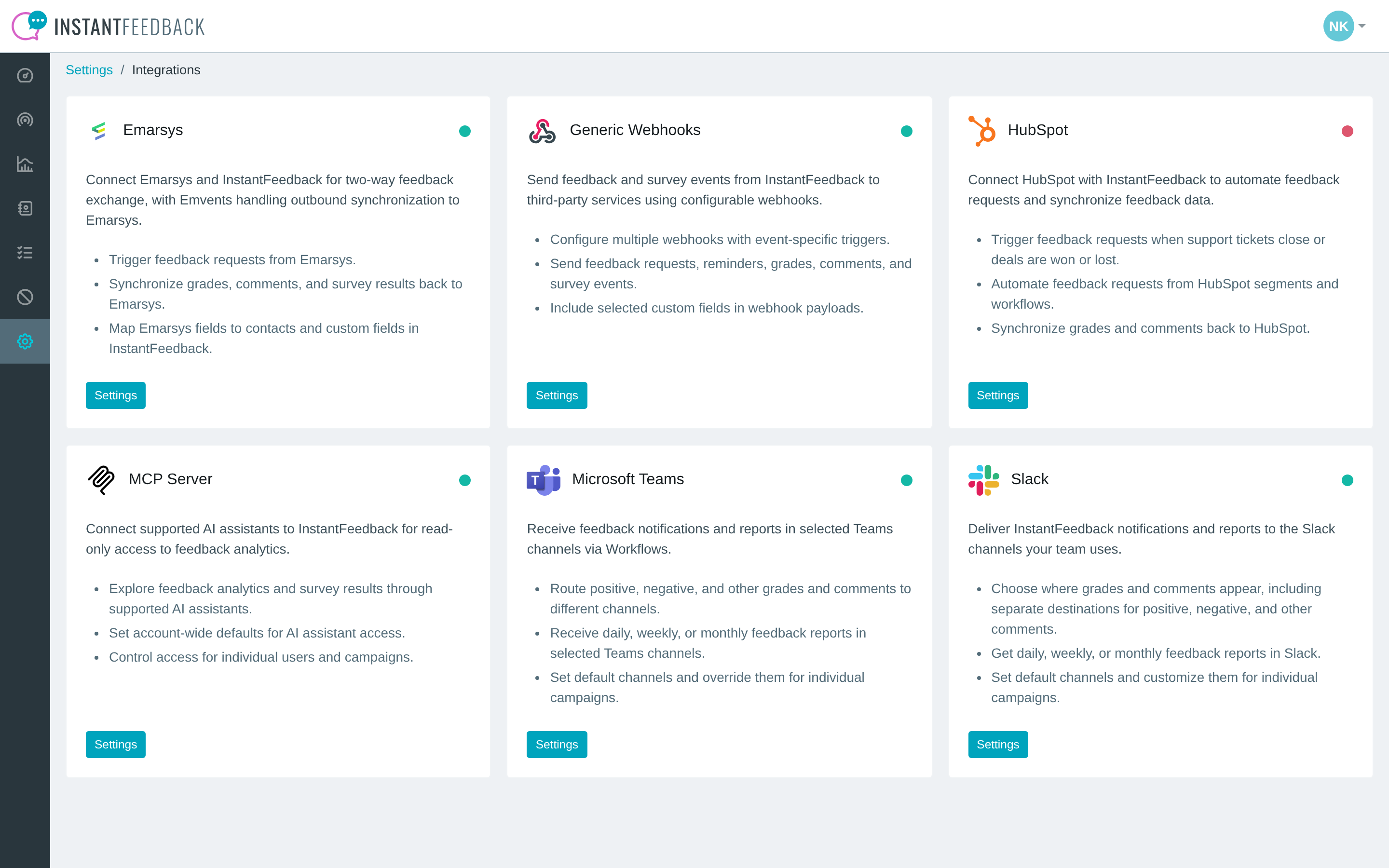 The Integrations page with the Generic Webhooks tile