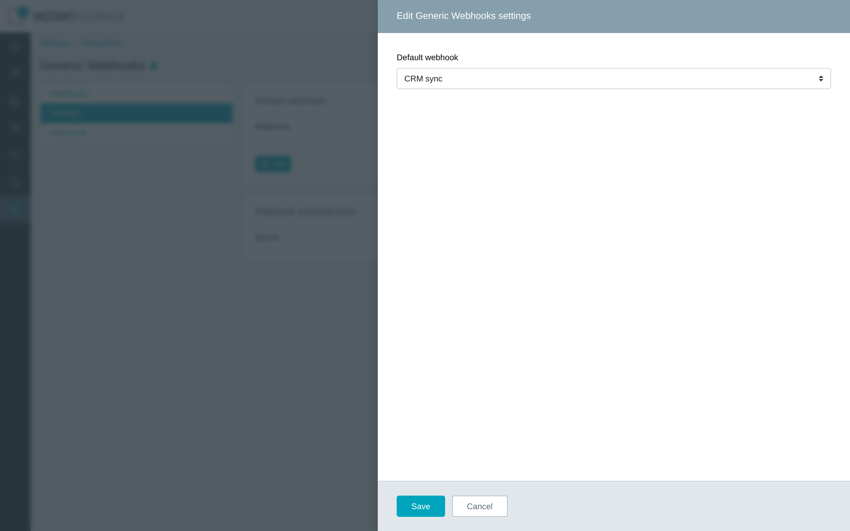 The Edit Generic Webhooks settings dialog